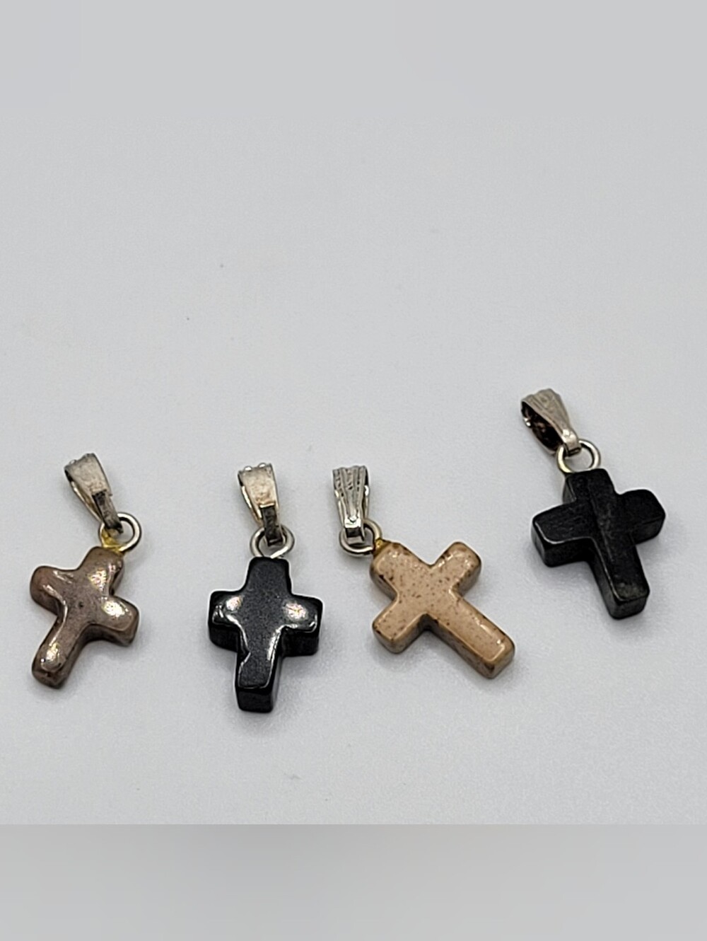Women's Cross Pendant Necklace Charms in Black and Beige - Unbranded